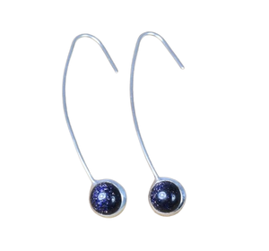 Pendientes de moda de piedra solar de Color azul de Plata de Ley 925, pendientes de piedras preciosas de piedra natal de junio, joyería hecha a mano, regalo para ella - Product Image 1