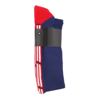 Chaussettes de cyclisme haute performance pour équipe de course, confortables, tricotées, avec logo personnalisé par sublimation, couleurs bleu et blanc, automne, 100% coton