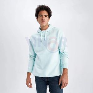 Jersey térmico informal de invierno para hombre, Sudadera con capucha, tejido polar de poliéster de algodón sólido, estampado de logotipo personalizado, bordado, suelto, 100% algodón - Product Image 1