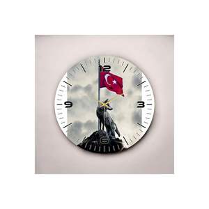 Colorful Wooden <b>Table</b> Wall Clock 50cm Silent Tabletop Decor with Turkish Flag and Bozkurt Pattern <b>Number</b> Gift - Product Image 2