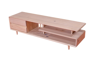 Meuble TV en bois massif de qualité supérieure Meuble console média en chêne naturel - Product Image 4