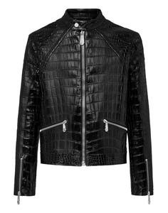 แจ็กเก็ตหนังจระเข้ลายนูนคลาสสิกสำหรับผู้ชายที่มีโครงสร้างทนทานการตกแต่งแบบพรีเมียมและความซับซ้อนในเมืองเหนือกาลเวลา - Product Image 4