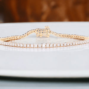 สร้อยข้อมือเพชรเทนนิสประดับเพชร14K สีเหลืองทองเพชรโมอิสแฟชั่นผู้หญิงขายส่งสุดหรู - Product Image 1