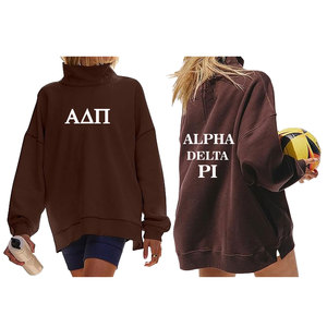 Custom Patch Embroidery Unisex Oversized <b>Men</b> Cotton Fleece French Terry Women Mock Neck Varsity Pullover Sweatshirt Hoodies - Product Image 1