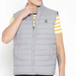 Chaleco acolchado sin mangas de cuello alto para hombre, parches personalizados, chaleco acolchado aislado con cremallera completa para invierno - Product Image 1