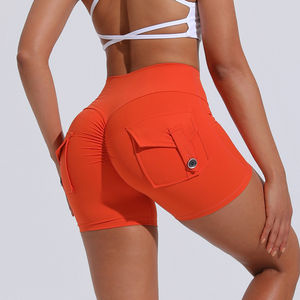 Nuevas mujeres de cintura alta de compresión Scrunch Back Booty Lifting Gym Shorts con bolsillos - Product Image 5
