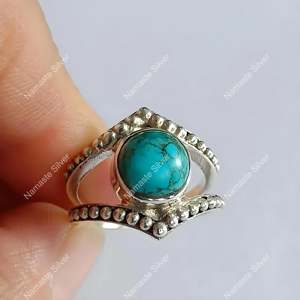 <b>Turquoise</b> <b>Ring</b> 925 Sterling Silver Handmade December Birthstone Jewelry with Natural Blue Topaz Cut Gemstone Promise <b>Ring</b> - Product Image 6