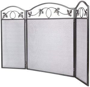 Grille de cheminée en fer forgé, protection contre les flammes, décoration, finition noire, écrans de cheminée, foyer à bois, panneau unique - Product Image 4