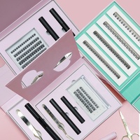 Kit de pestañas postizas hechas a mano con puntas, pestañas inferiores gruesas y largas de 8-18 mm, pelo sintético, 12 filas