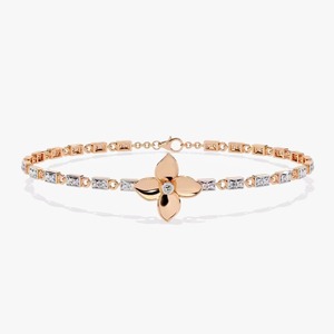 Bracelet en diamant de moissanite florale pour femme en argent 10K/14K avec motif de fleur délicate en or rose/jaune/blanc - Product Image 3