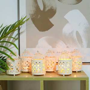 Handmade Mini Moroccan Metal Tea Light Holder Elegant White Hanging <b>Lantern</b> for Home & <b>Garden</b> <b>Candle</b> Holders & <b>Lanterns</b> - Product Image 5