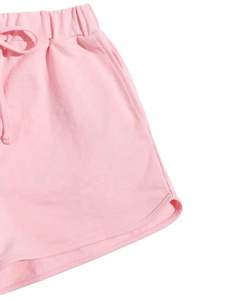 Blue Pink Colorblock <b>Women</b> <b>Shorts</b> Soft Cotton Casual Summer <b>Shorts</b> Elastic <b>Waist</b> Drawstring Comfortable <b>Gym</b> Running Activewear - Product Image 3