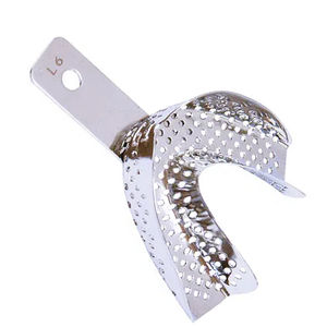 Vente en gros de plateaux d'empreintes dentaires allemands en acier inoxydable plateaux à dents à motif ovale pour emballage de plaques dentaires/plats en métal - Product Image 2