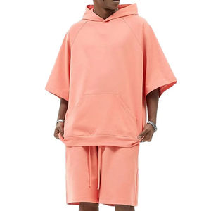 Conjuntos de Sudadera con Capucha de Manga Corta y Pantalones Cortos Personalizados para Hombre, Ropa Más Vendida, Fabricación de Ropa, Patrón Sólido, Corte Holgado - Product Image 6