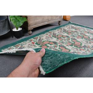 Tapis Vintage en Laine Turque 38X68 ft Vert Beige Tissage Plat Patchwork Design pour Décorations de Salon avec Support en Latex - Product Image 3