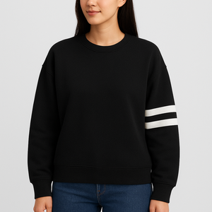 Sweat-shirt d'hiver à col rond Logo tendance personnalisé Rhinestone Fleece 3D Embroidery Digital Printing Pullover 65% Cotton 35% Polyester - Product Image 3