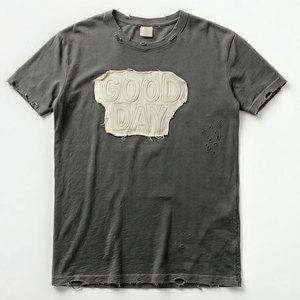 Camiseta de Hombre de Alta Calidad, Talla Grande, Tejida, con Bordado Desgastado y Efecto Lavado, Tejido Resistente, Ecológico y Transpirable - Product Image 1
