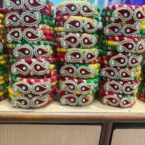 Novedad 2025, Brazaletes de Diseño, Brazaletes de Hilo de Seda con Trabajo de Flores Gota, Hermosos Brazaletes de Hilo con Patrones para Bodas y Fiestas - Product Image 5