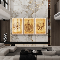 Peinture moderne musulmane diamant calligraphie islamique or photos verre art mural avec cadre canapé cristal porcelaine