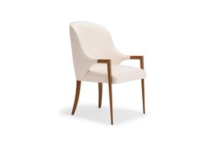 Chaise de salle à manger Harris de haute qualité en cadre en bois de teck massif avec assise et dossier rembourrés pour une utilisation en intérieur et en or - Product Image 2