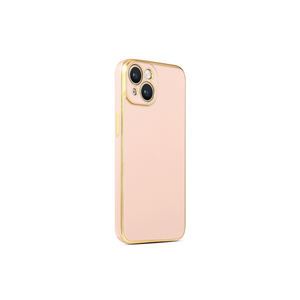 Coque de téléphone en silicone or rose Netzy Premium SAFA Bark pour iPhone 14 et 14 Plus, compatible, électroplaquée, style Ins - Product Image 1