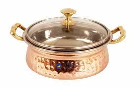 Casserole décorative en or martelé moderne Aura avec couvercle pour présentation de service et de repas de mariage - Product Image 3