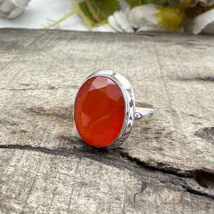 Anillo de Joyería Fina Personalizado Hecho a Mano en Plata Alemana con Ónix Rojo Natural, Vermeil, Venta al Por Mayor - Product Image 4