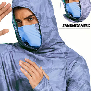 Ventes en gros de sweats à capuche de pêche à manches longues avec impression de logo personnalisée, UPF 50, respirants, 100% polyester, protection solaire - Product Image 6