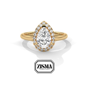 ห่วงลูกแพร์1.5กะรัตที่สง่างามแหวนเพชรที่ปลูกในสไตล์ฮาโล14K 18K ทองหรือ925 10K ได้รับการรับรองจาก IGI GIA - Product Image 4