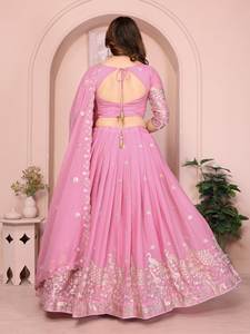 Nuevo Lanzamiento Especial Navratri, Tela Georgette Estrellada, Lehenga Choli Reversible Informal, Dupatta Bordada, Traje Indio para Bodas y Diwali - Product Image 3