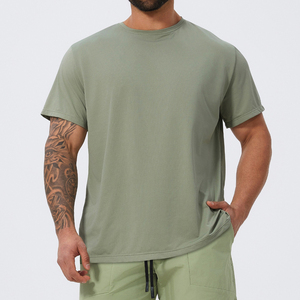 T-shirt en coton tricoté uni de qualité supérieure avec logo personnalisé, vente en gros OEM, 4XL, mélange de spandex, tissu Nexus 250g, unisexe, décontracté - Product Image 1