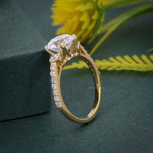Best Offer IGI Certified VVS Round Cut Lab Grown Diamond Gold Plated 925 Silver Pave <b>Set</b> Trio Engagement <b>Ring</b> Jewelry <b>For</b> <b>Women</b> - Product Image 5