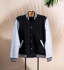 HIGH QUALITY TRENDY VARSITY <b>JACKET</b> FORMAL STAND COLLAR FRONT LOGO GENUINE LEATHER <b>WATERPROOF</b> - Product Image 6