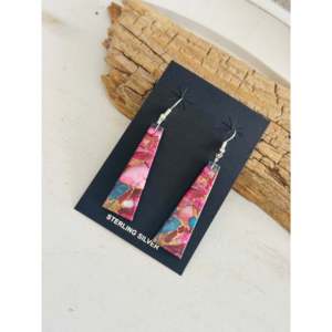 Navajo Handmade Purple Mohave Turquoise & Sterling <b>Silver</b> Drop <b>Earrings</b> Geometric Slab <b>Dangle</b> Design - Product Image 3