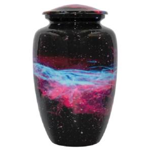 Urna de cremación de aluminio para adultos con hermosa pegatina de diseño de barco y acabado de color azul para cenizas humanas. - Product Image 5