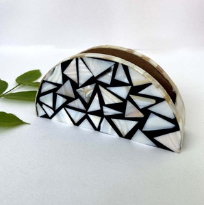 Decoration & Accessories MOP Coasters 4 Pcs Mother of Pearl Inlay <b>Epoxy</b> <b>Resin</b> Coasters Set Tea & Coffee MOP Inlay <b>Table</b> Stone - Product Image 1