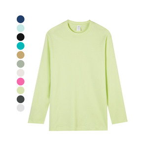 T-shirt 100% coton à manches longues original 230gsm tissu tricoté lourd personnalisé couleur unie style décontracté T-shirt pour hommes - Product Image 1