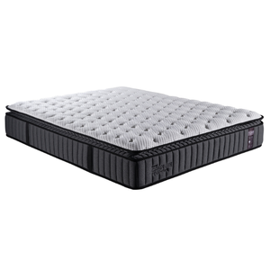 Matelas hybride contemporain de luxe avec surmatelas en graphite et ressorts ensachés, mousse matelassée douce pour un confort de sommeil profond, mobilier de maison - Product Image 1