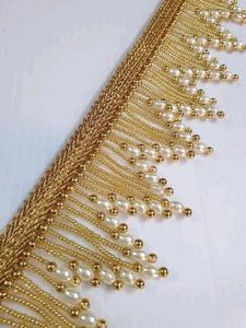 Adorno de encaje con lentejuelas para bufanda y prendas, costura de algodón Gimp, venta al por mayor - Product Image 4