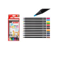 12 crayons de couleur hexagonaux en bois noir