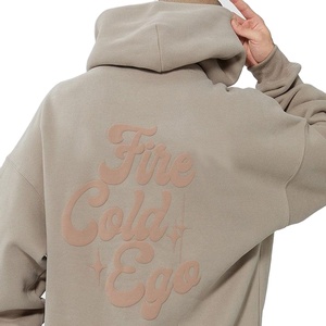 Sweats à capuche à épaules tombantes pour hommes 300-400 GSM Fleece Custom 3D Puff Print Pullover Hoodies à vendre Custom Graphic Oversized Hoodies en vrac - Product Image 3