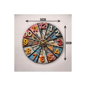 Reloj de pared de mesa silencioso de madera de 50cm con estampado colorido Idea de regalo perfecta - Product Image 4