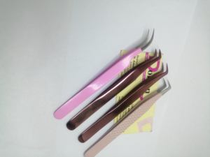Pinzas de pestañas de oro rosa Pinzas de pestañas de acero inoxidable con logotipo personalizado Volumen y pinzas de extensión de pestañas curvas para pestañas. - Product Image 3