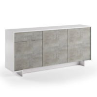 Buffet Terraneo pour salon, 3 portes, panneau plat, 1 tiroir, 3 compartiments de rangement, panneau de particules, fabriqué en Italie, meubles pour la maison