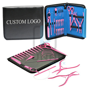 Multi Functional Hair Extension <b>Tools</b> Kit Stainless Steel Hair Extension <b>Tool</b> <b>Set</b> in <b>Pink</b> Color With Free Custom Brand Labelling - Product Image 3