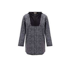 เสื้อคาร์ดิแกนกีฬาแบบมีฮู้ดสีดำลำลอง - Product Image 1
