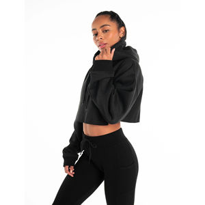 Custom <b>Women</b> Crop <b>Top</b> Hoodie Casual Hoodies & Sweatshirts Pullover Cropped Oversize <b>women's</b> hoodies - Product Image 4