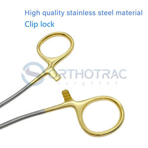 Portaagujas Manual de Alta Calidad de 180 mm, Mango de Acero Inoxidable Chapado en Oro, Instrumento Oftálmico Reutilizable - Product Image 4