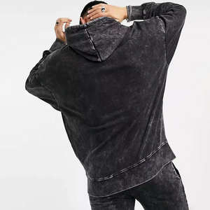 Ensemble sweat à capuche et pantalon de survêtement Boxy 100% coton pour hommes 350 g/m² tricoté à motif 3D délavé à l'acide vintage personnalisé - Product Image 5