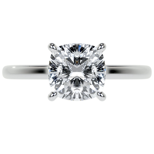 Bague solitaire élégante en argent avec diamant moissanite taille coussin, certifiée par un testeur de diamants, sertie à griffes - Product Image 1